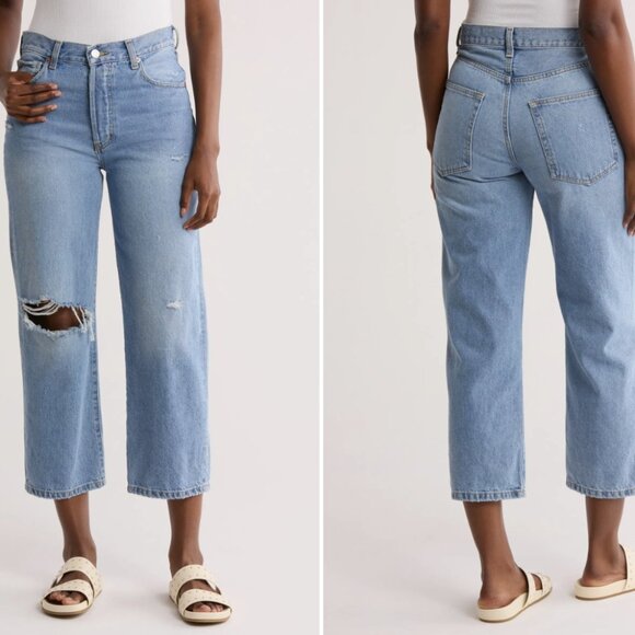 Etica Altin Loose Crop Ithaca Distressed Ripped Demin Jeans NEW $268 Size 25 - Picture 1 of 8